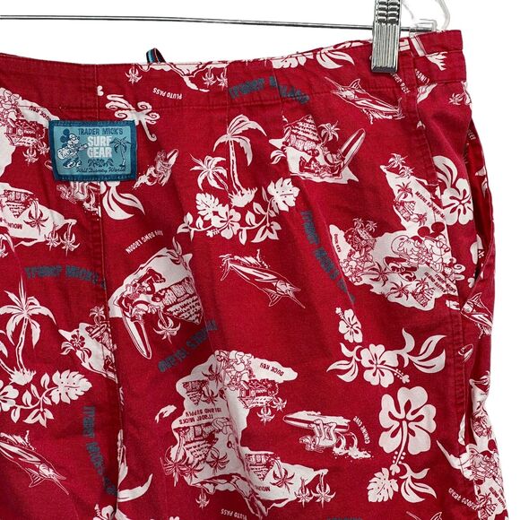Walt Disney World Men's Shorts Sz L Trader Mick Surf Novelty Hawaiian Board Red - Picture 3 of 10